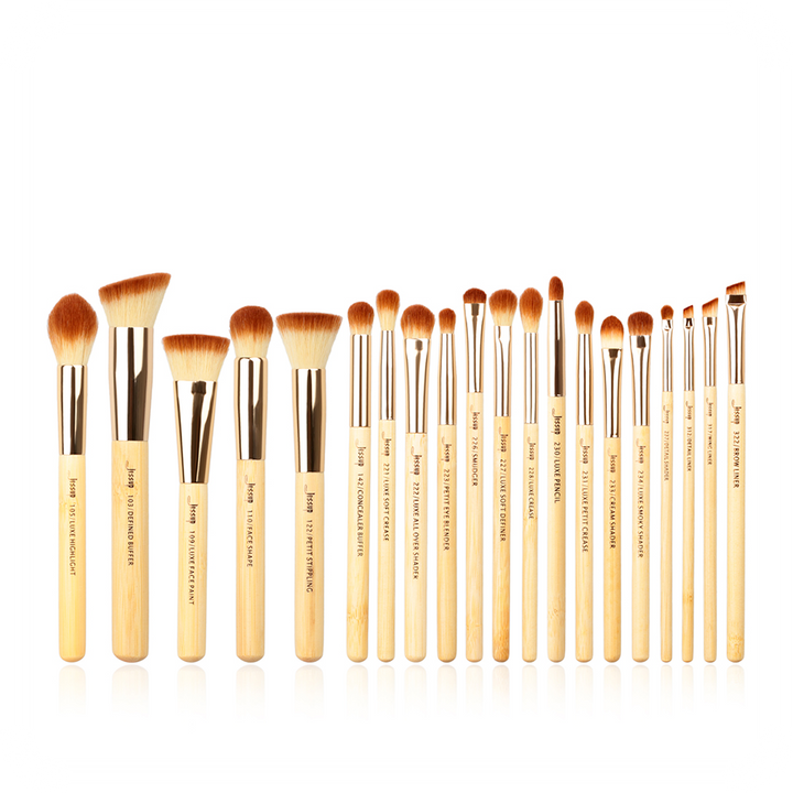 bamboo makeup brush with label 20pcs - Jessup Beauty