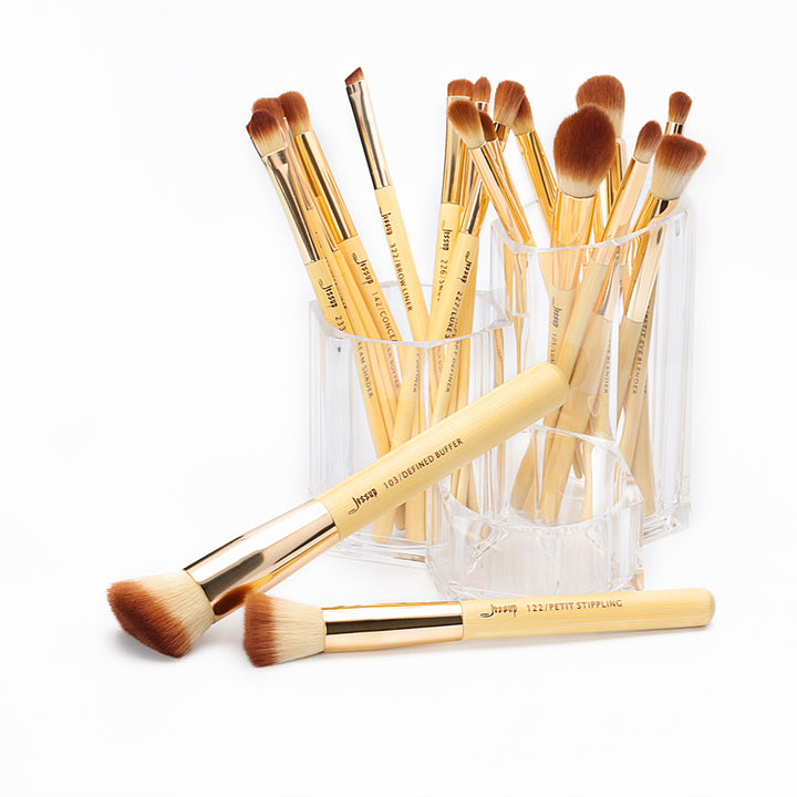 bamboo makeup brush with label 20pcs - Jessup Beauty