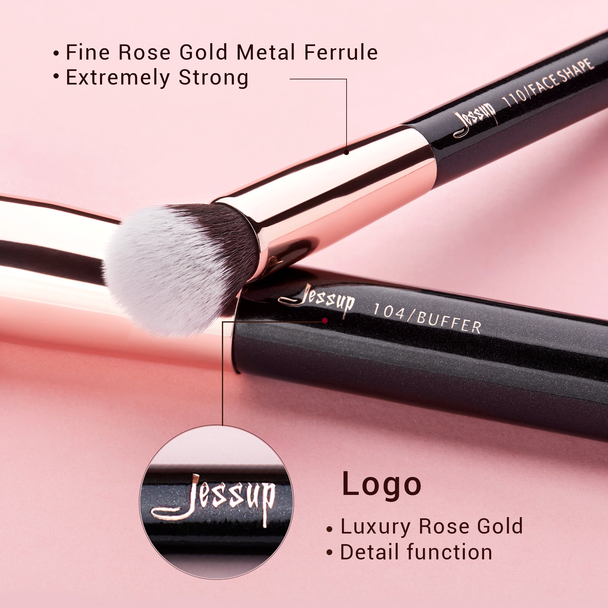 10pcs Basic Face and Eye Vegan Makeup Brush Set Black | Jessup