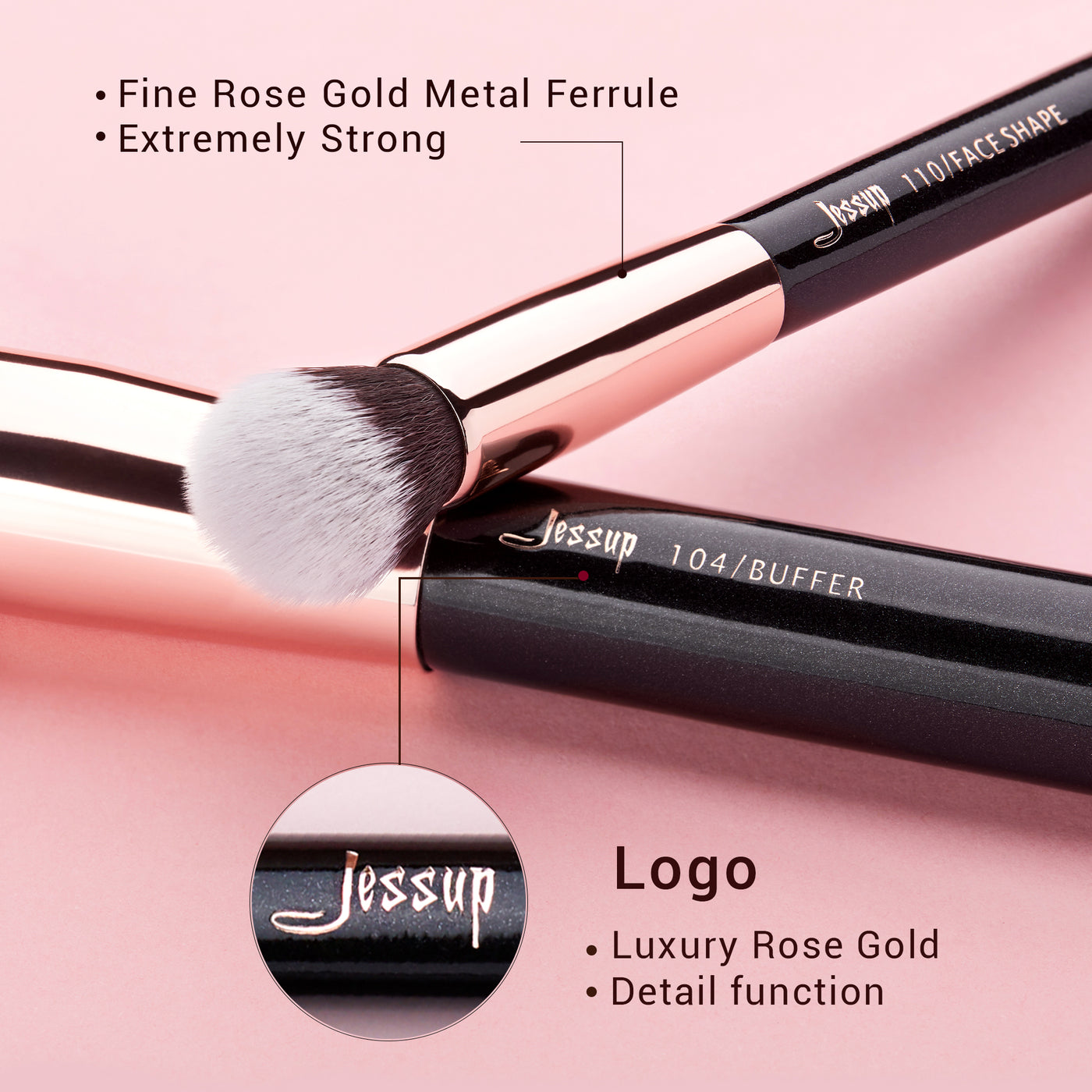 black makeup brushes INDIVIDUAL 10 Pcs - Jessup Beauty