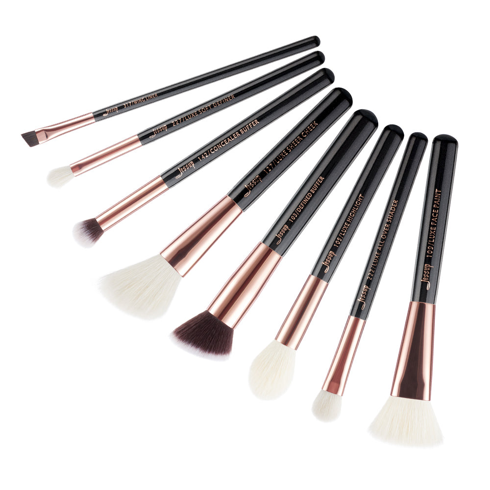 makeup brushes best sellers black 8Pcs - Jessup Beauty