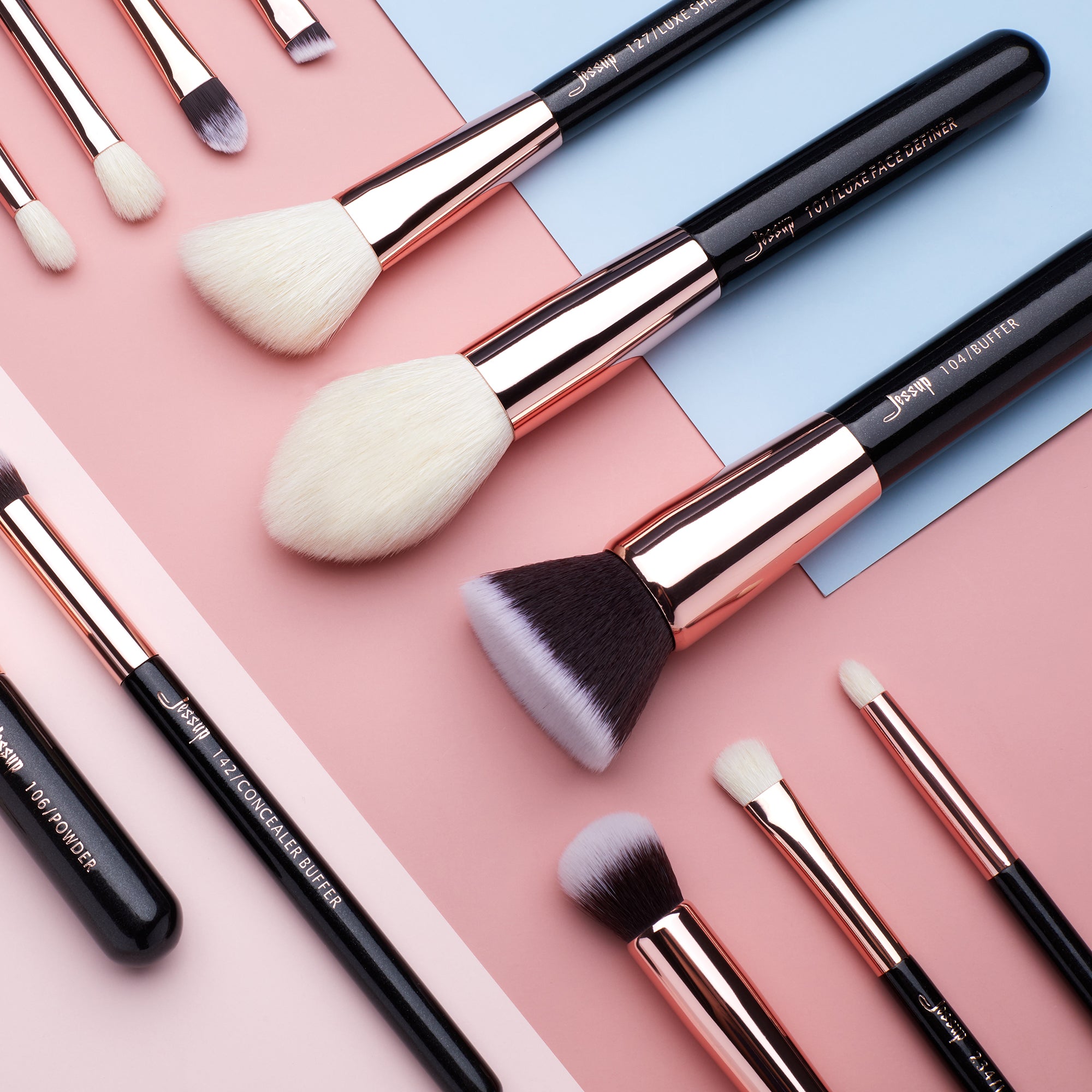 Essential Makeup Brush Sets Black 15Pcs | Black