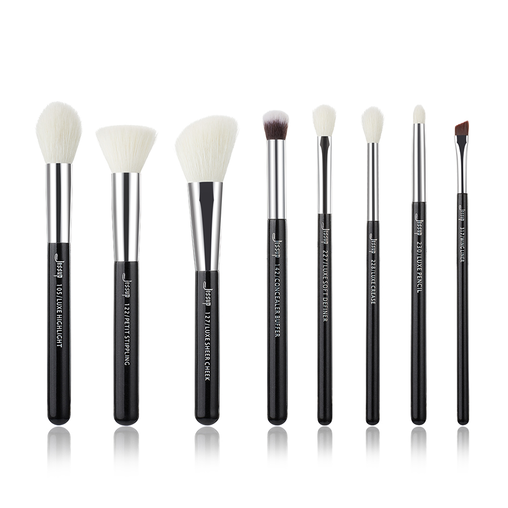 makeup blending brush set black 8Pcs - Jessup Beauty