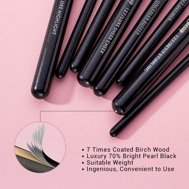makeup blending brush set black 8Pcs - Jessup Beauty