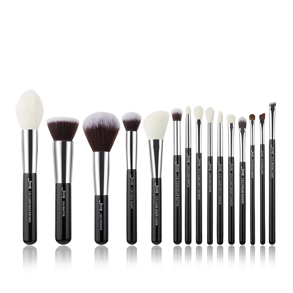 Dense Handcrafted 15 Makeup Brush Set Full Face Black | Jessup