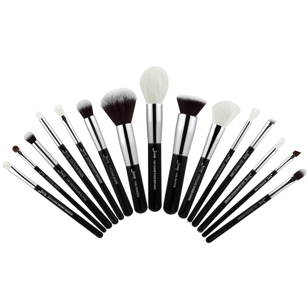 Jessup Pro Makeup Brushes 15 Pcs Makeup Brush Set Beauty Cosmetics Make Up  Powder Foundation Eyeshadow Eyeliner Blending Lip Brush Tools  (Black/Silver) T092 : Beauty & Personal Care 