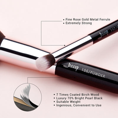 black beginner makeup brush set 15Pcs - Jessup Beauty