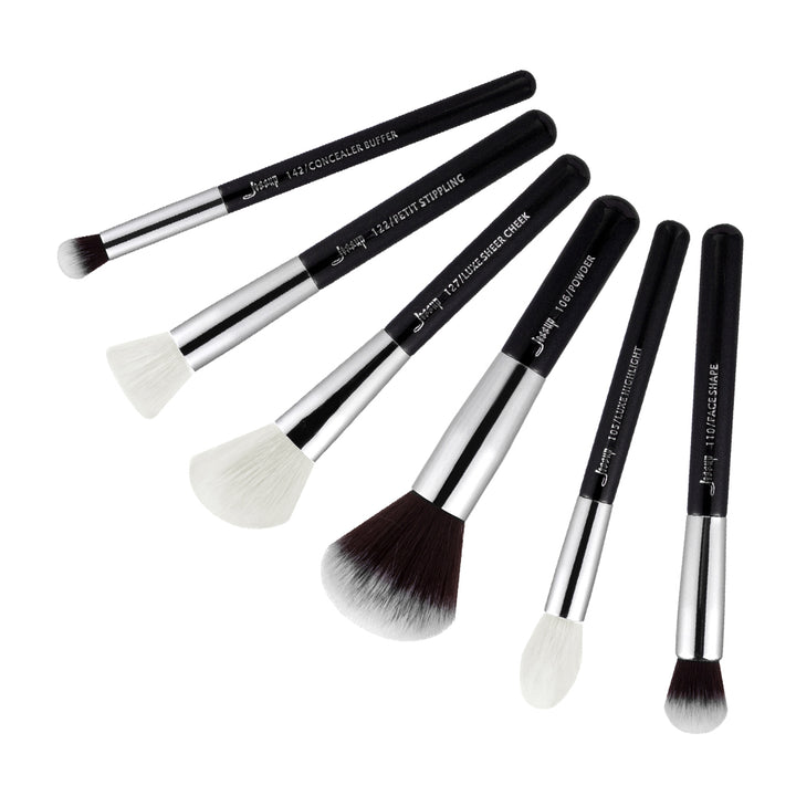 basic makeup brush set black 6Pcs - Jessup Beauty