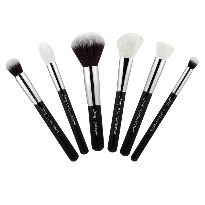 basic makeup brush set black 6Pcs - Jessup Beauty