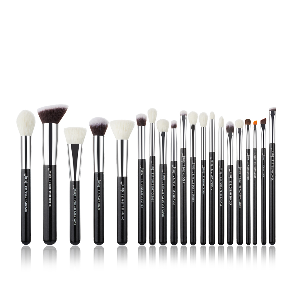 real hair cosmetic brushes set 20Pcs - Jessup Beauty