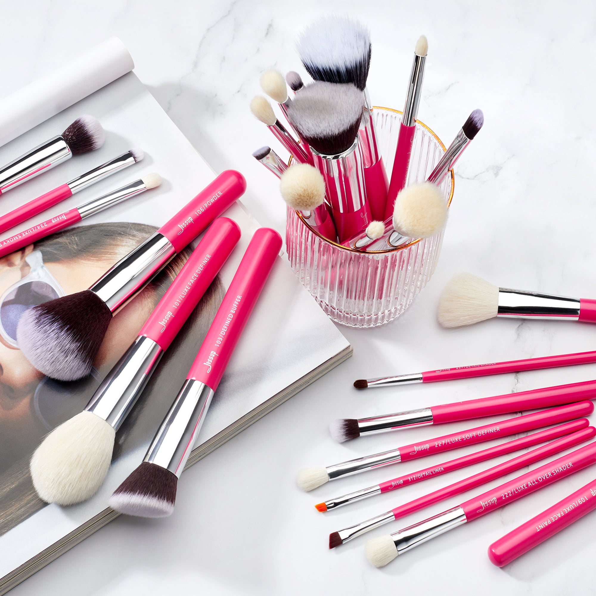 Pink Full Makeup Brushes Set Complete 25 Pcs | Jessup