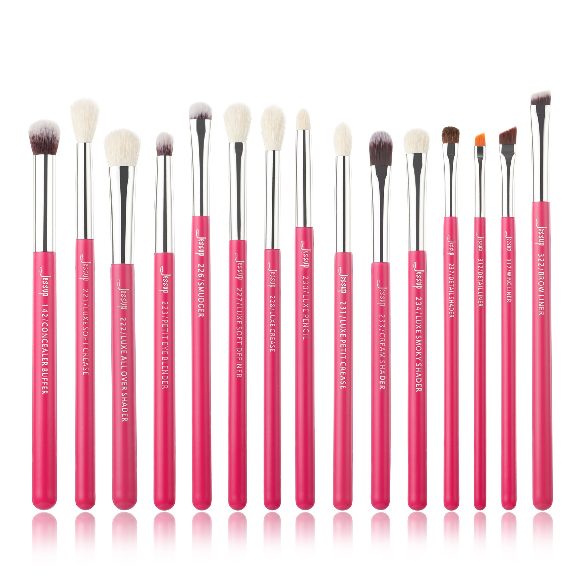 Eye Face Lip Makeup Brushes Set 15PCS Pink | Jessup