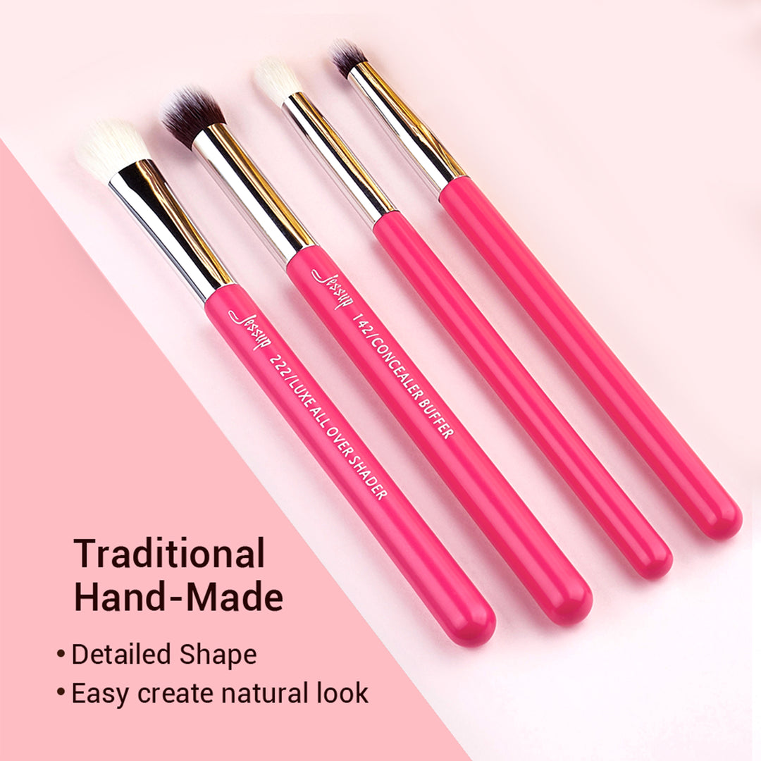 basic eyeshadow brush set pink 15pcs - Jessup Beauty