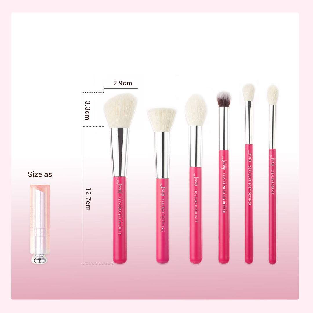 makeup brushes for girls pink 8Pcs - Jessup Beauty