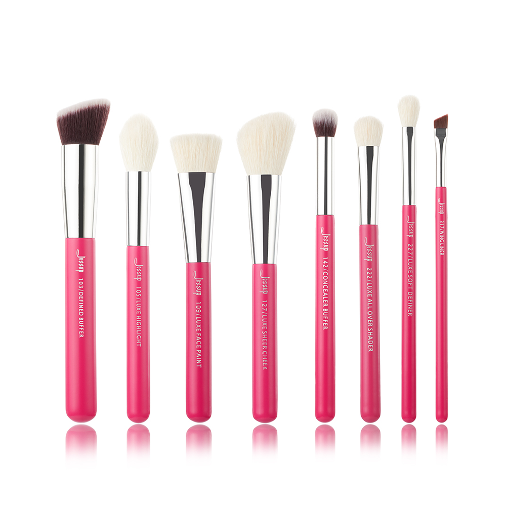 pink makeup brushes for girls 8Pcs - Jessup Beauty