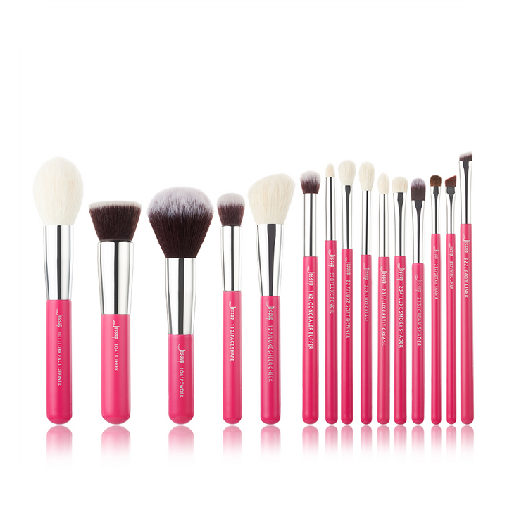high quality makeup brushes pink 15Pcs - Jessup Beauty