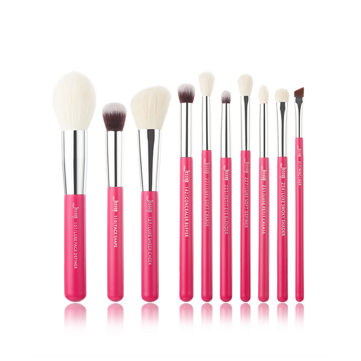 make up brushes pink INDIVIDUAL 10Pcs - Jessup Beauty