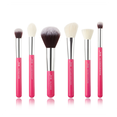 makeup brush set hypoallergenic pink 6Pcs - Jessup Beauty