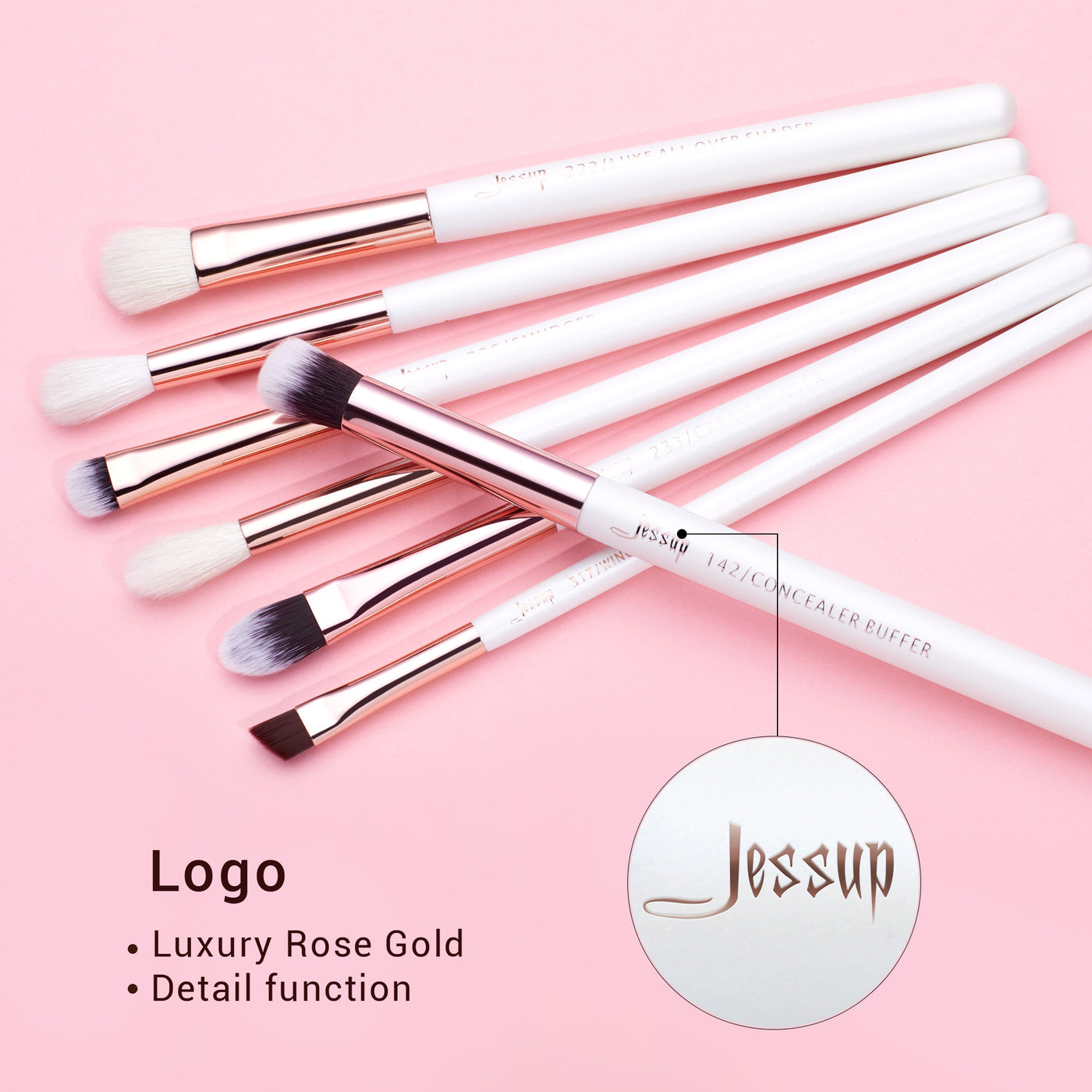 white haired eye makeup brushes 15pcs - Jessup Beauty