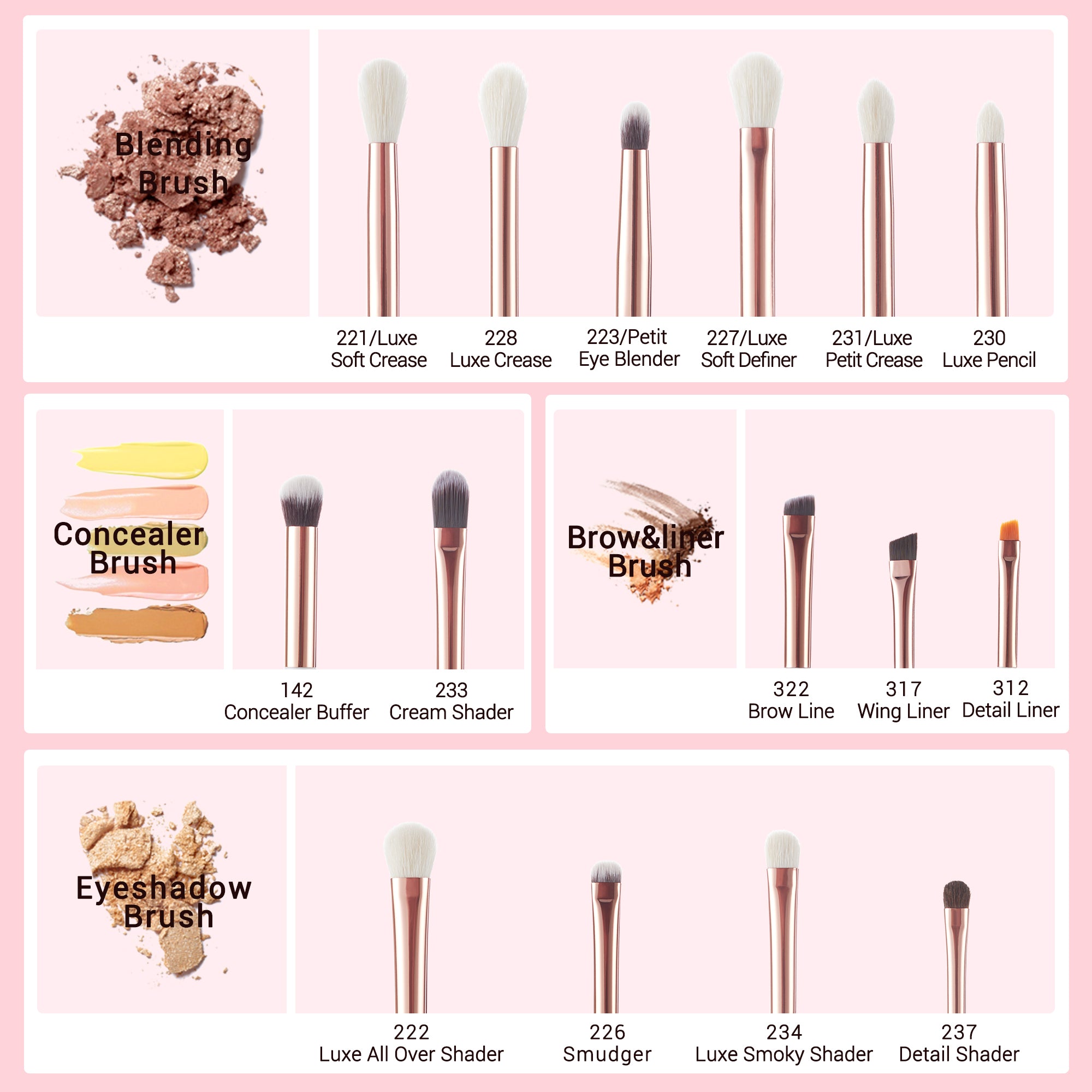 Eyeshadow Makeup Brush Eyebrushes Set White - Jessup
