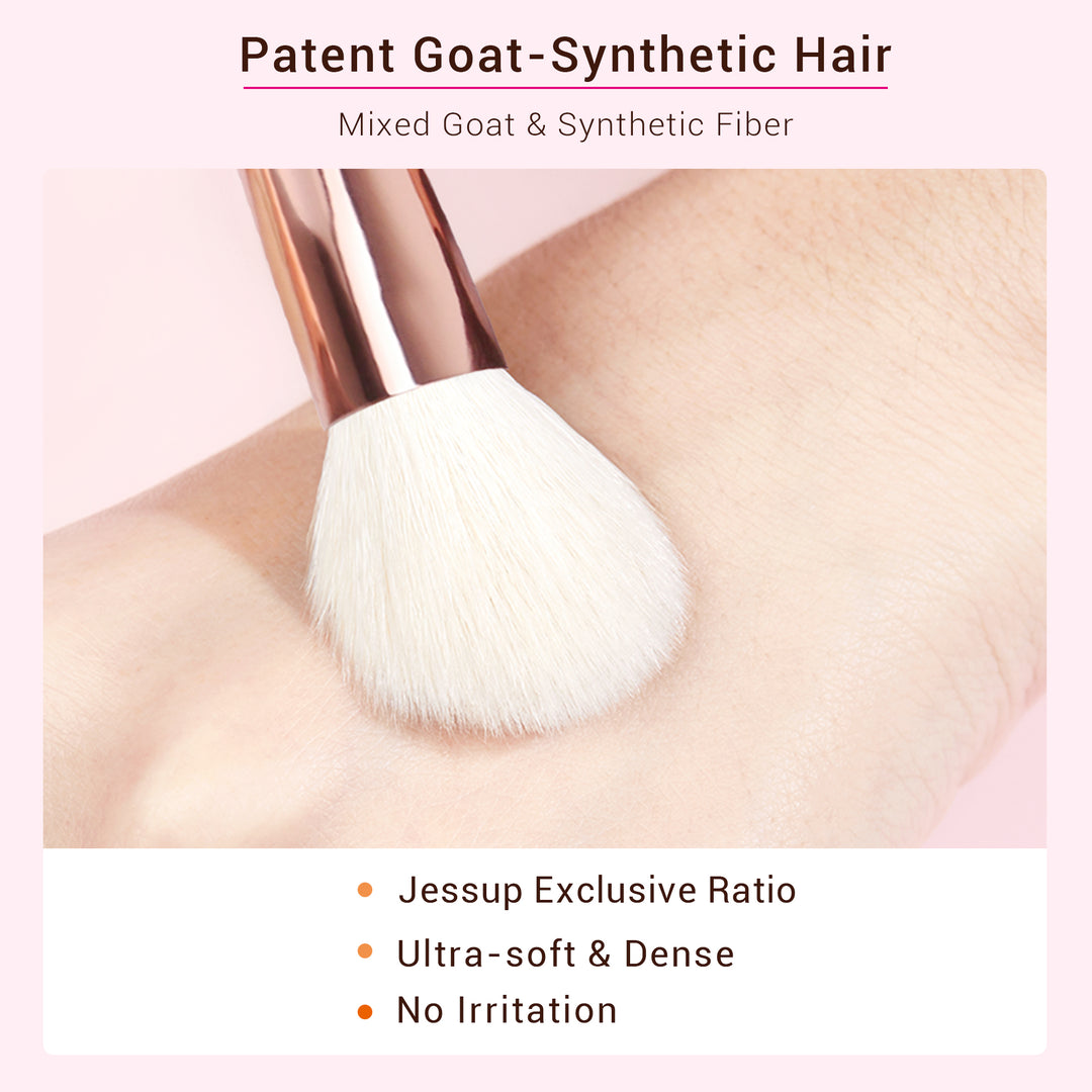 beginner makeup brush set natural hair white 8Pcs - Jessup Beauty