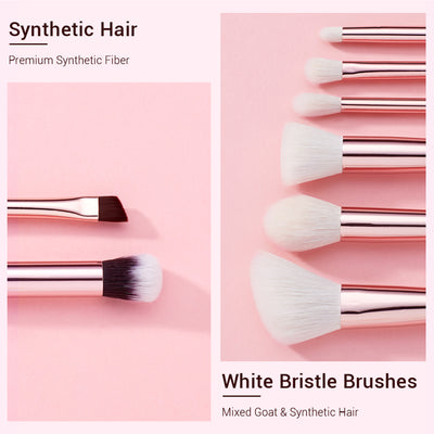 beginner makeup brush set natural hair white 8Pcs - Jessup Beauty