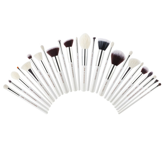 Makeup Brushes for Sensitive Skin White Full Face 25PCS Jessup