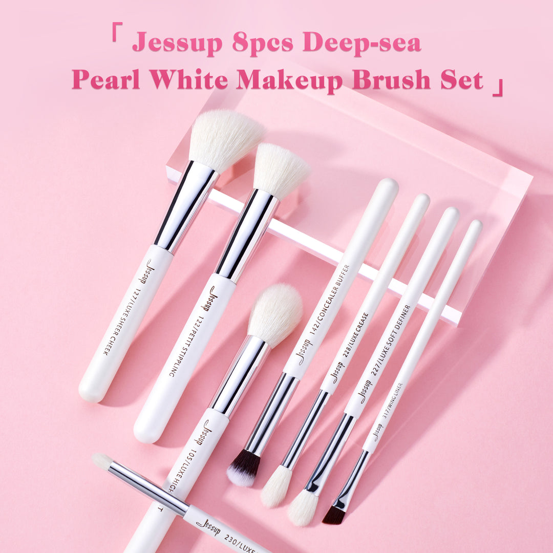 super soft makeup brushes white 8Pcs - Jessup Beauty