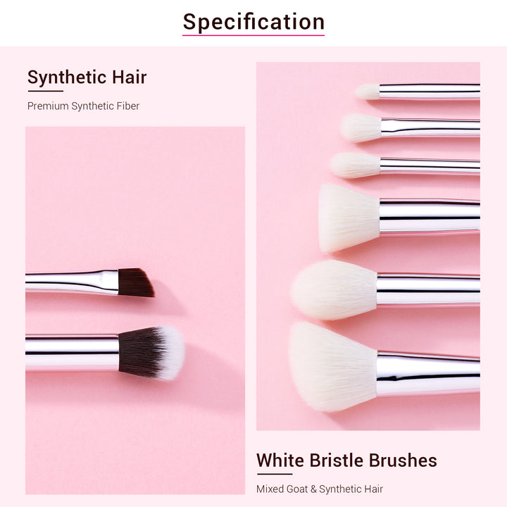 super soft makeup brushes white 8Pcs - Jessup Beauty