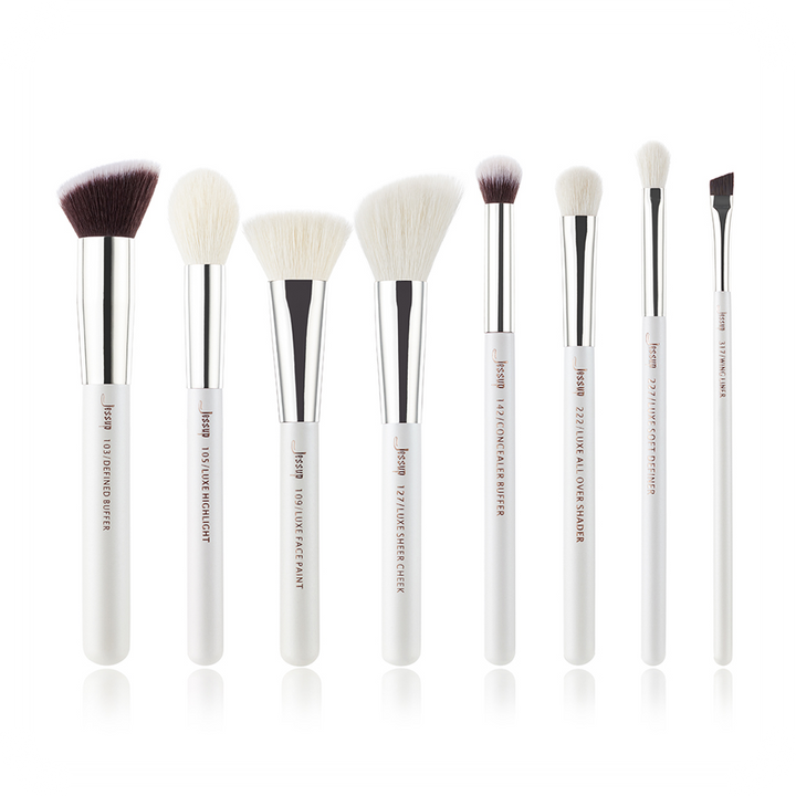 labeled makeup brush set white 8Pcs - Jessup Beauty