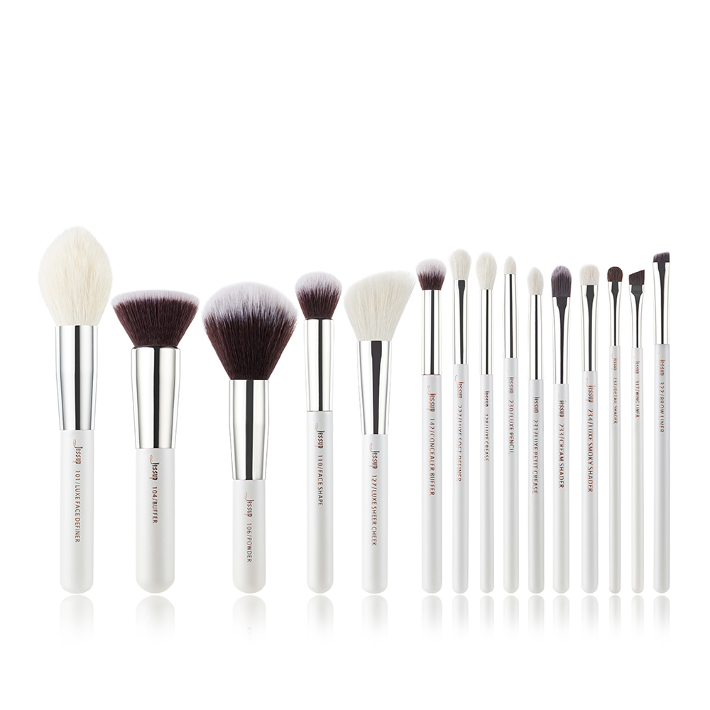 high quality makeup brushes white 15Pcs - Jessup Beauty
