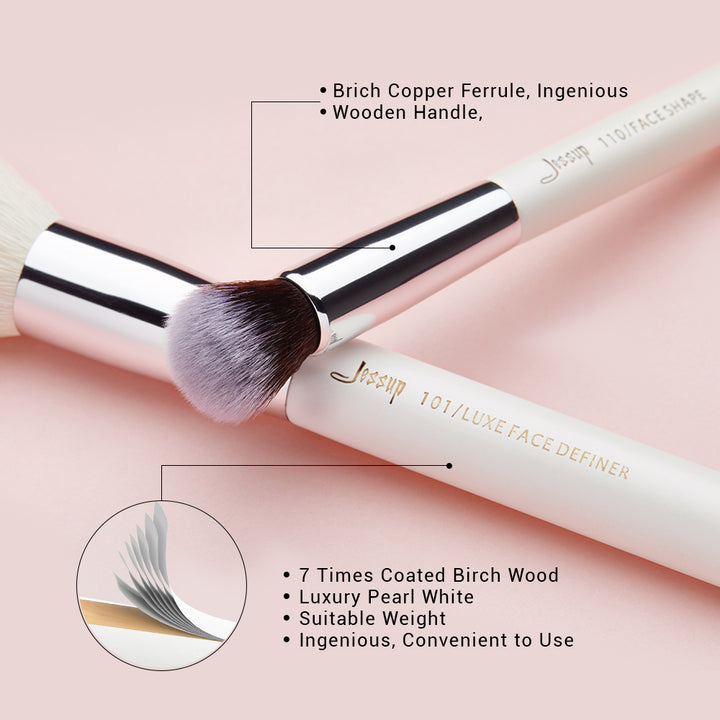 makeup brushes labeled set white 15Pcs - Jessup Beauty