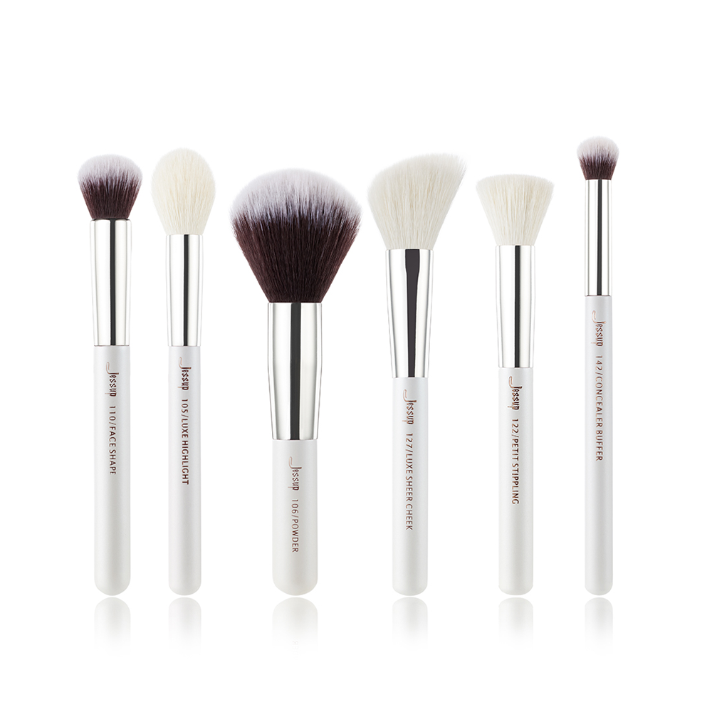 foundation makeup brushes set white 6Pcs - Jessup Beauty