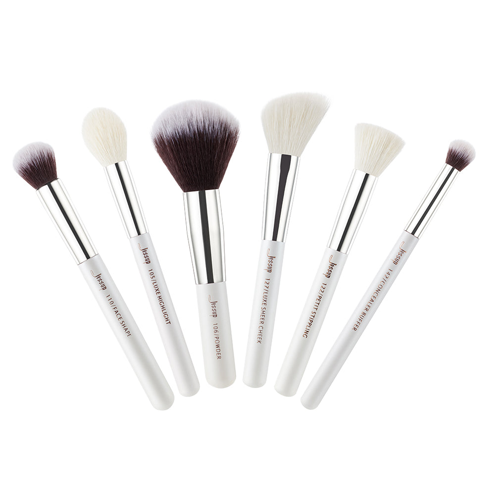 foundation makeup brushes set white 6Pcs - Jessup Beauty