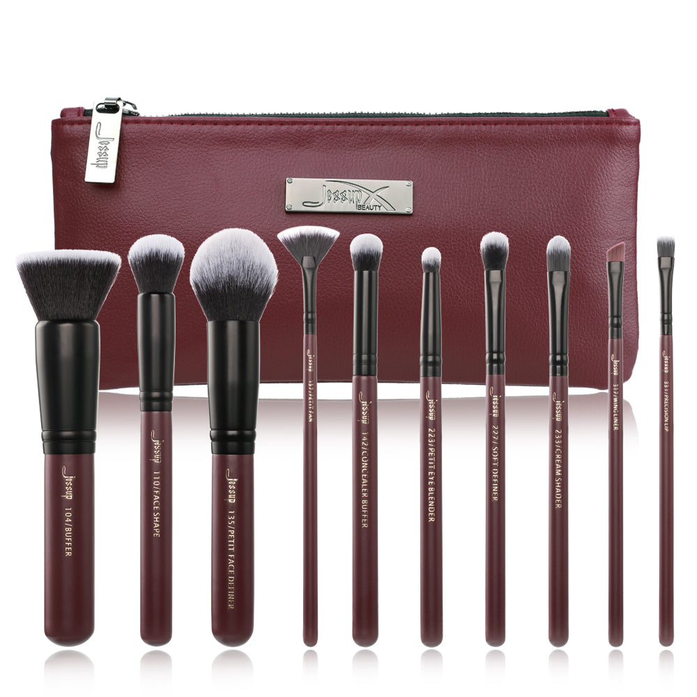 Gift Set Luxury 10 Pcs Makeup Brush Set with Bag T259+CB004