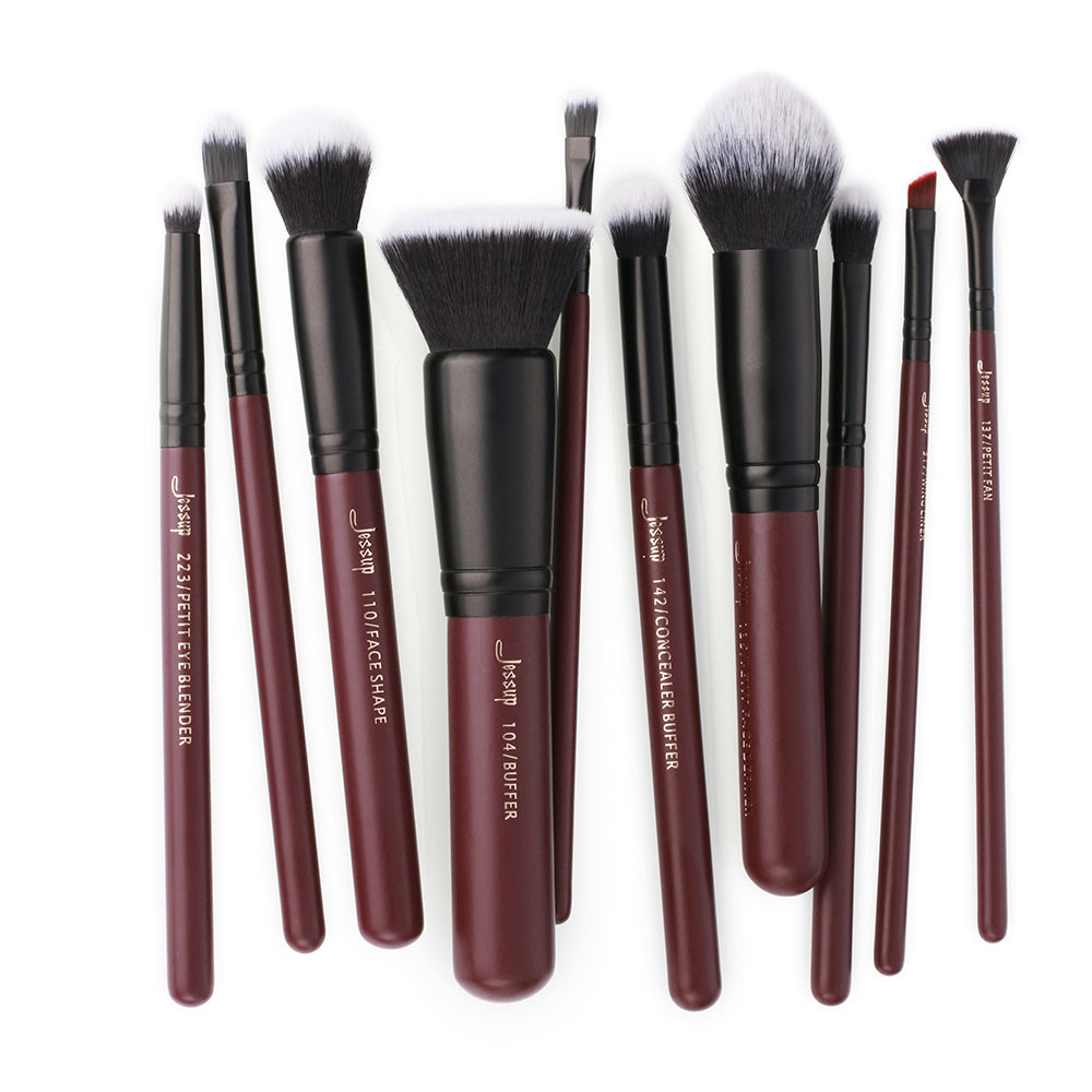 soft makeup brushes set brown 10 Pcs - Jessup Beauty