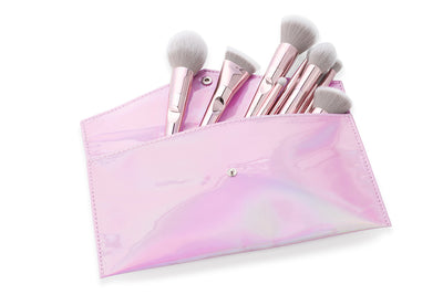 portable makeup brush set with bag pink 10 Pcs - Jessup Beauty