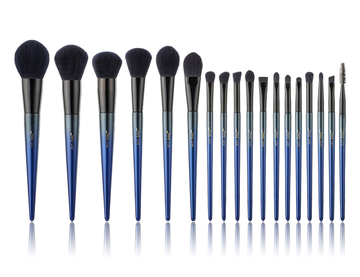 Christmas gift ideas 2021 blue makeup brush set with case 18 Pcs - Jessup Beauty