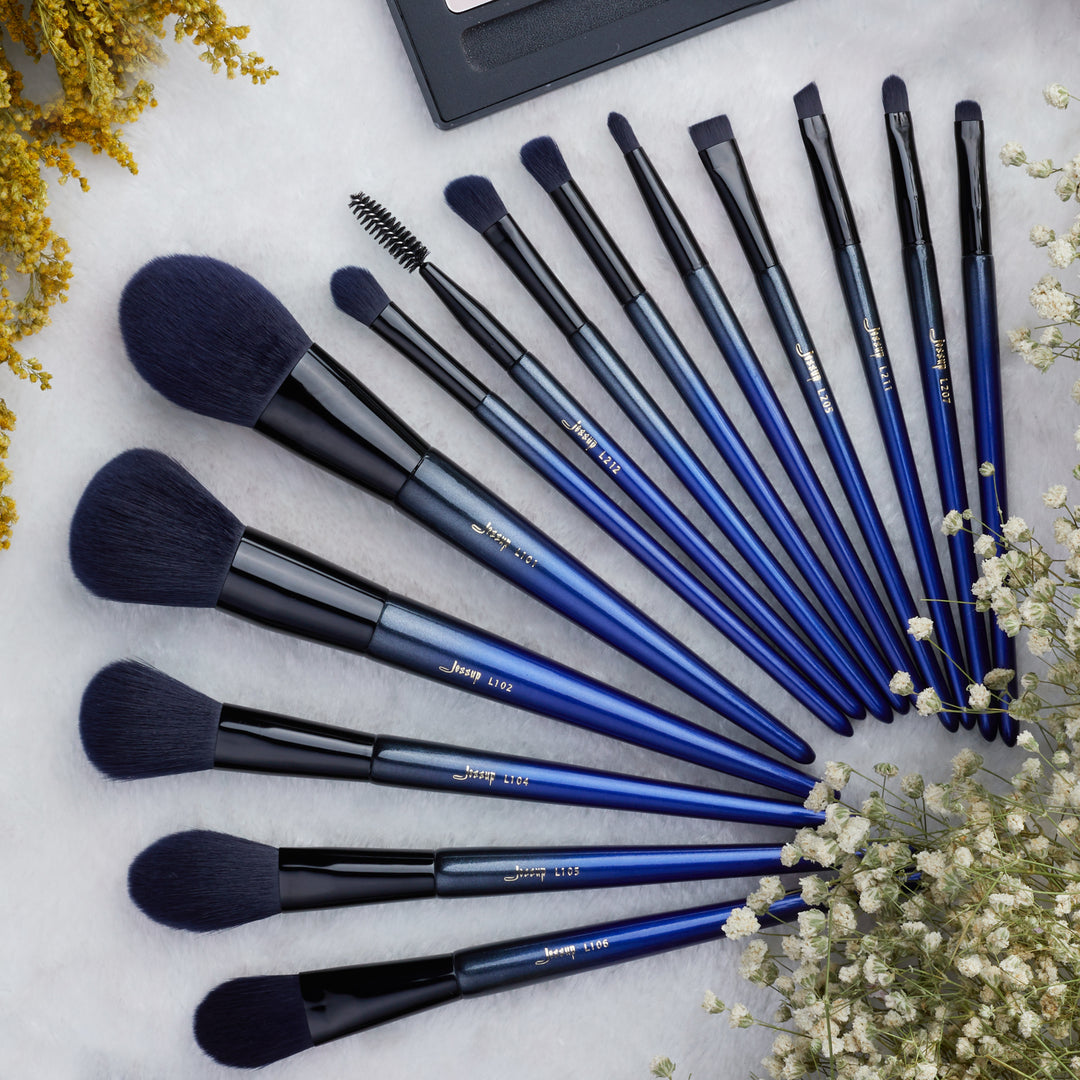 Blue Makeup Set Organic All Makeup Brush Set Blue Inexpensive 18PCS | Jessup – Jessup ...