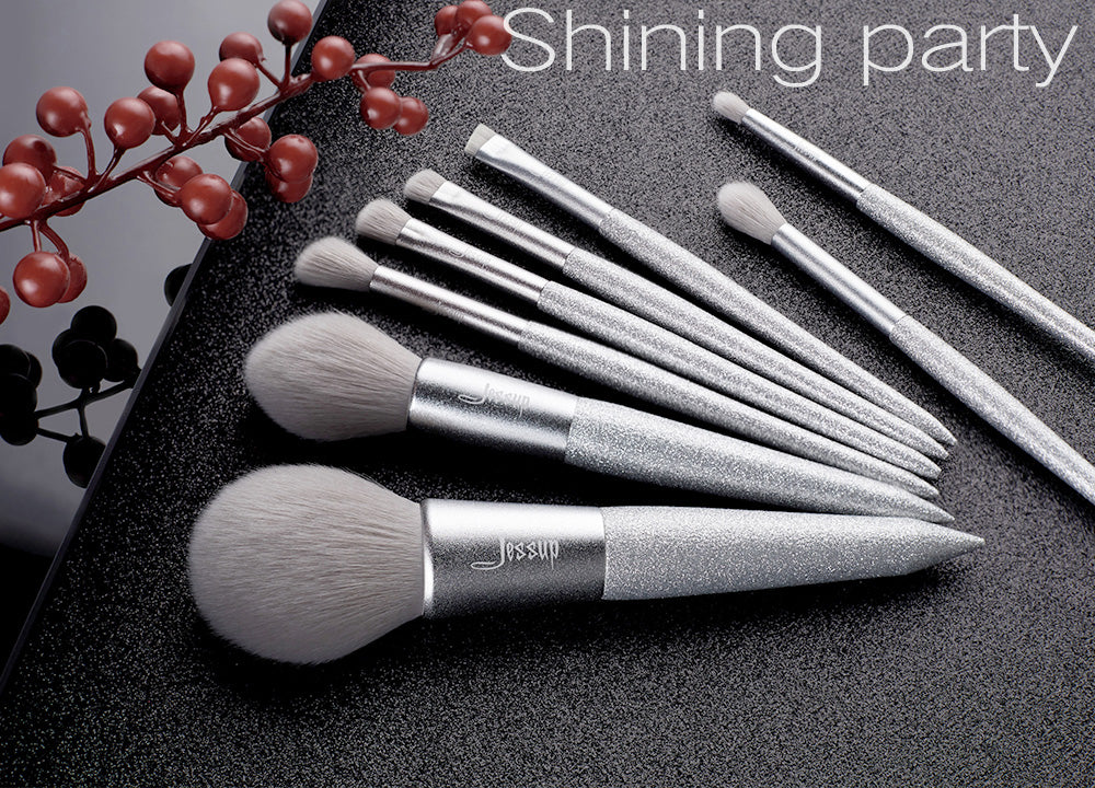 Jessup 25PCS Professional Makeup Brush Set White/Silver with Makeup Sponge  SP003
