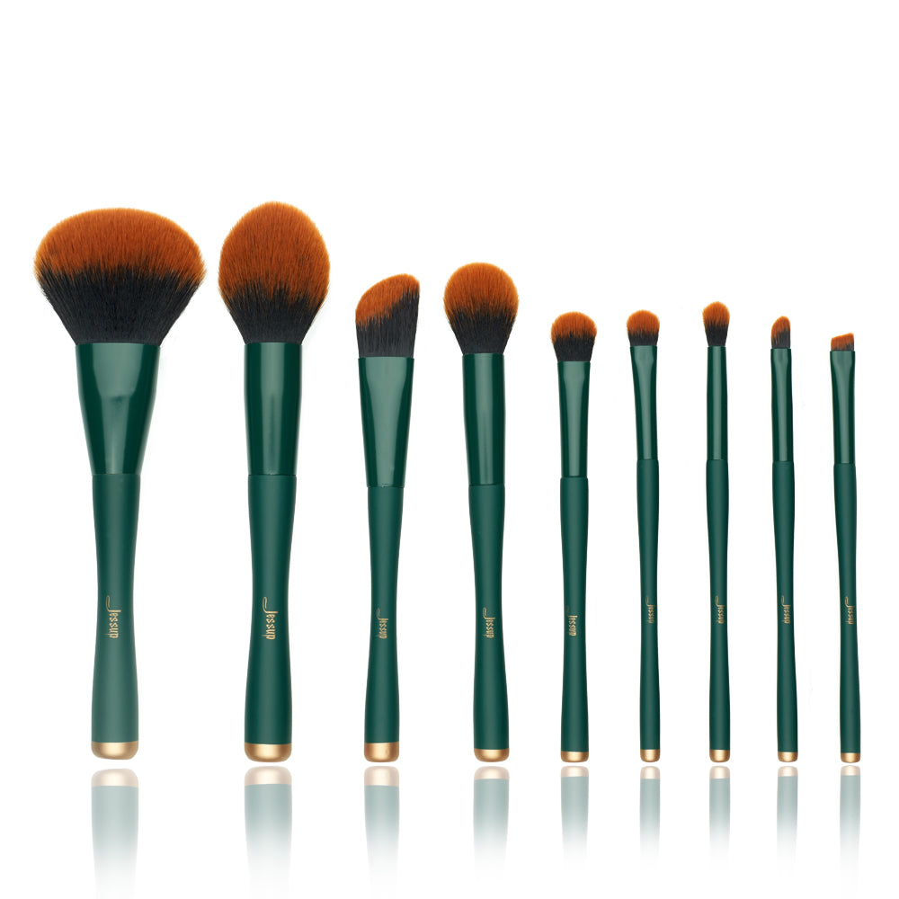 9pcs best green makeup brushes set high quality - Jessup Beauty 