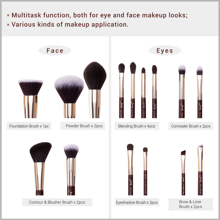 full face makeup brush set - Jessup Beauty