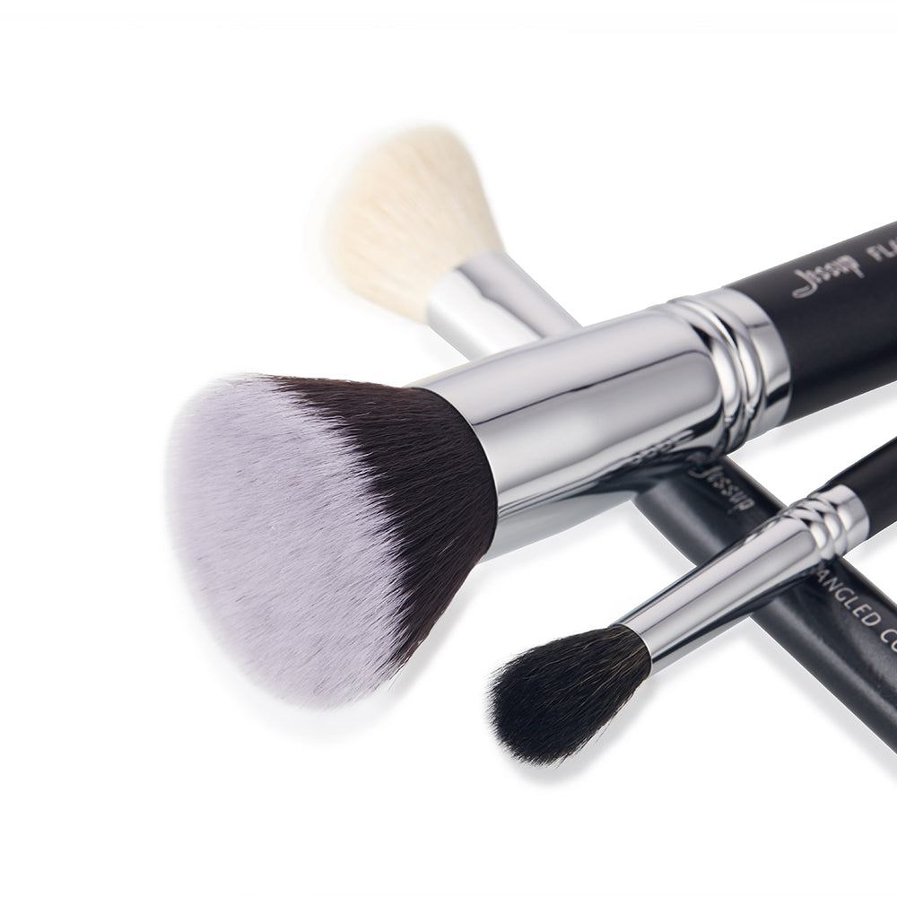 black makeup brush set 6pcs - Jessup Beauty