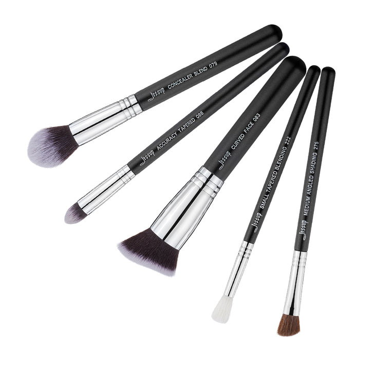 makeup blending brushes set black 5pcs - Jessup Beauty