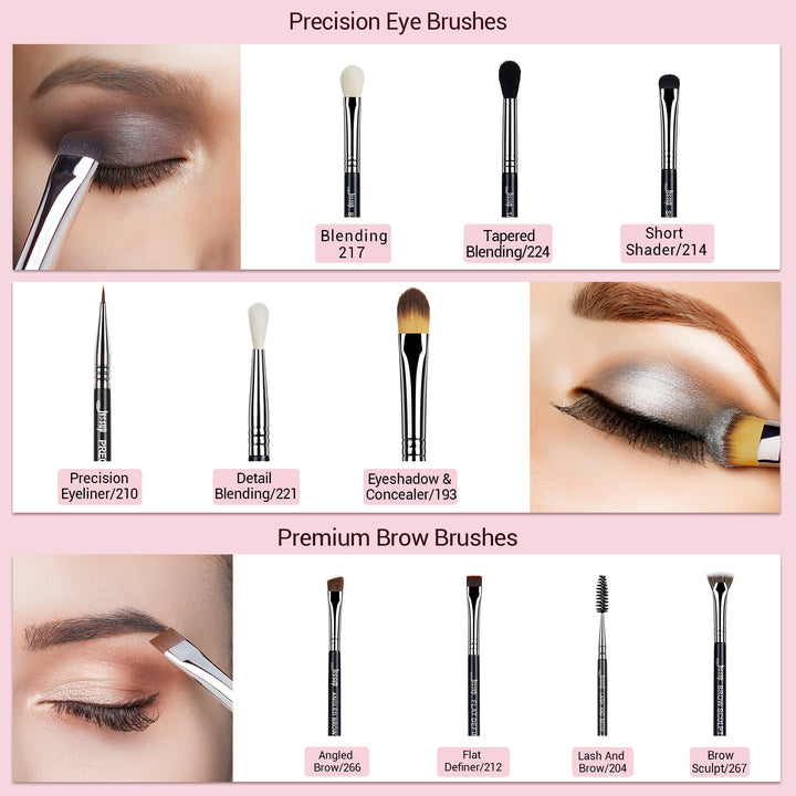 Best eyeshadow brush set profession with storage case 15pcs - Jessup Beauty