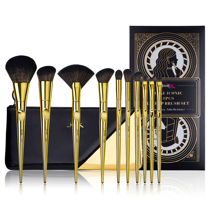 beauty gift set gold makeup brush set 10pcs - Jessup Beauty