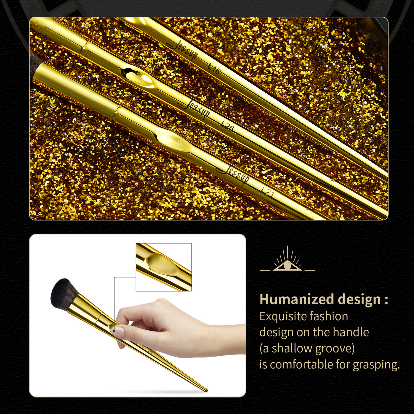 beauty gift set gold makeup brush set 10pcs - Jessup Beauty