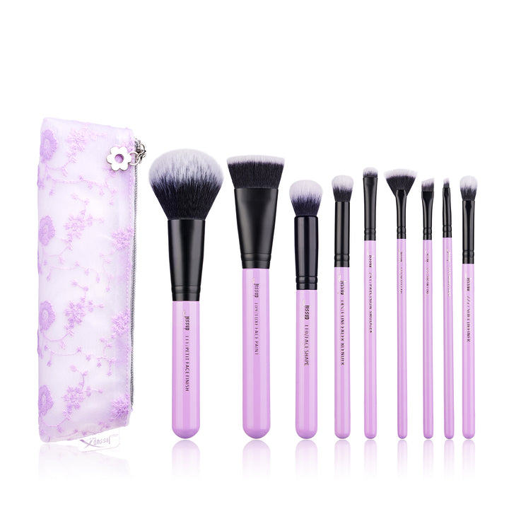 Gifts for girls purple makeup brushes with storage case - Jessup Beauty