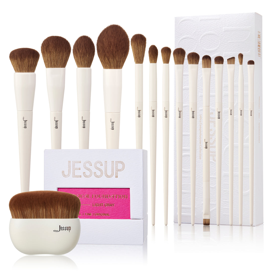 Jessup Makeup Brushes 14pcs Makeup Brush Set Premium Synthetic Powder