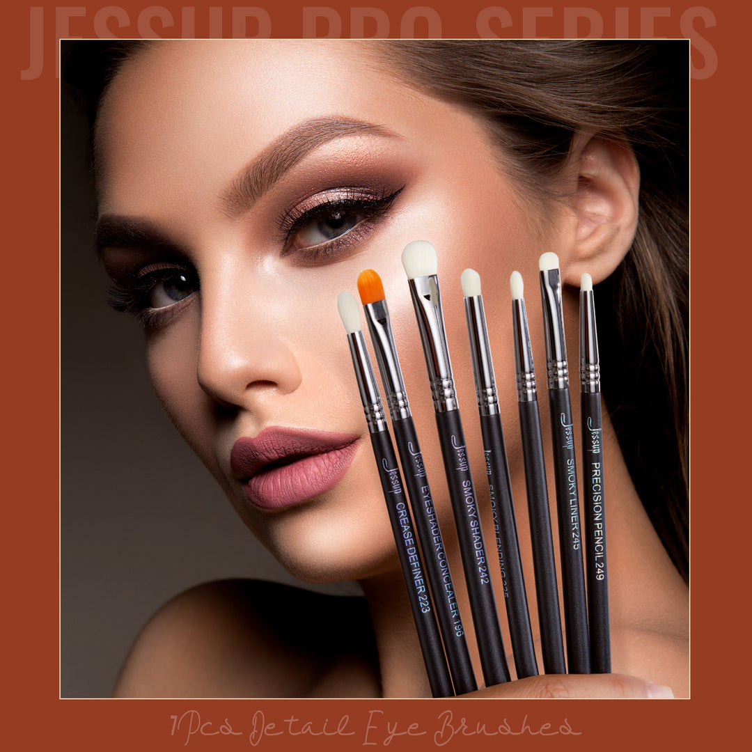 Eye Makeup Brushes Eyeshadow Brush Set - 7pcs Soft Synthetic Brush Kit -  For Blending Eyeshadow, Eyeliner, Crease, Eyebrow - Long Lasting, Apply